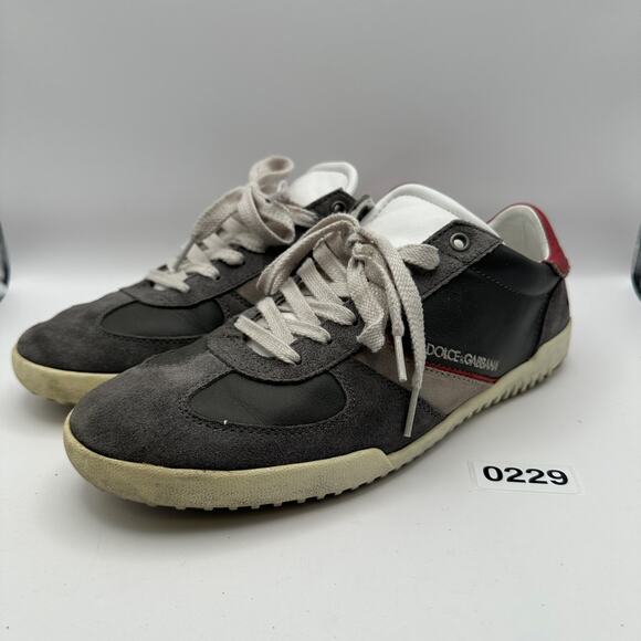 DOLCE GABANA Men's US 9 Leather Sneaker Gray/White CS1123-7 - Picture 1 of 8